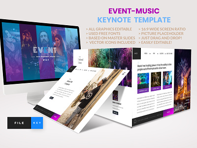 Event - Music keynote Template artistic audio band bass classical company presentations company profile composition concept concert course creative festival guitar layout design