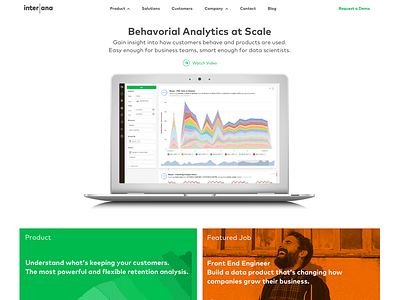 Interana Home Page Dribbble Shot analytics data visualization landing page responsive web app web design