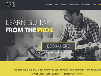 Pro Lessons Web Design concept music web design website