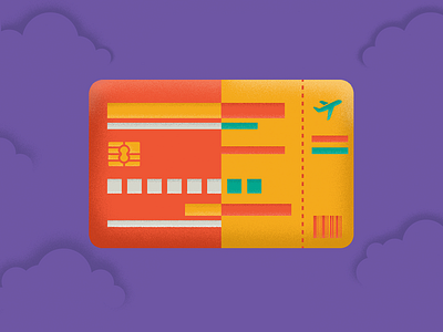 Half Credit Card, Half Plane Ticket advertising illustration