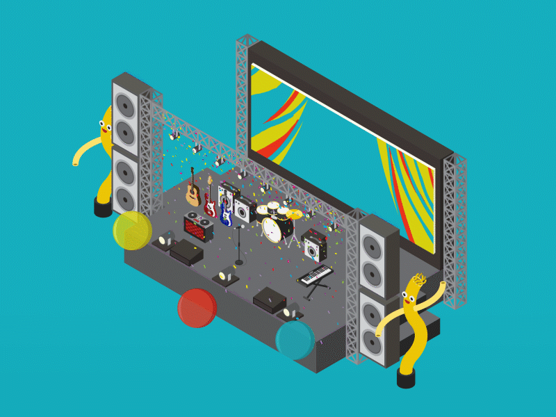 Main Stage 3d concert design illustration instruments music stage