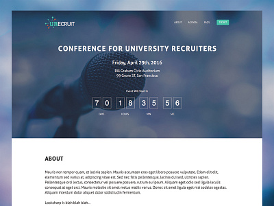 Annual Conference Landing Page conference flat landing page mobile product page recruiters ui university visual design website