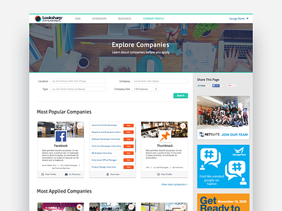 Company Explore Page company explore landing landing page product redesign ui ux visual design web design