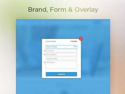 Branding, Form & Overlay branding creative design integration ui user interface ux web design