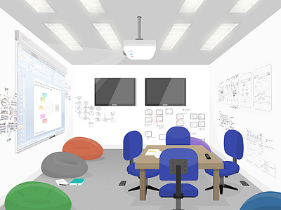 War Room for UI/UX people concept creatives design idea illustration interior design rendering studio usability lab war room