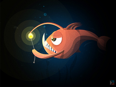Anglerfish saying Good Night! art artist artwork creatives design designer designmnl flat design illustration poster