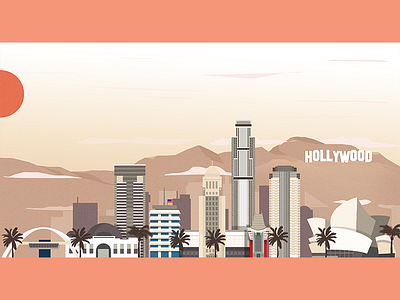 L.A. skyline illustration project art artwork city creatives design designmnl event flat design illustration poster skyline startup