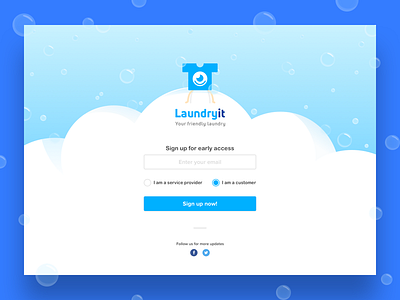 Laundryit | Sign up for early access one page creatives css design html responsive startup ui ux web web design website
