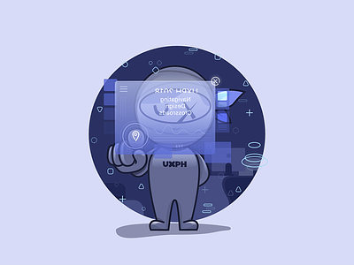 UXPH Sticker | Technology in the Palm of Your Hand character design conference creatives design event illustration pixel poster sticker toys ux uxph