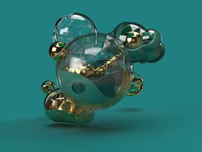 Liquid in Gold and Glass 3d 3dart abstract adobe dimension blue cgi cinema4d daily render geometric gfx gold organic realistic render surrealism