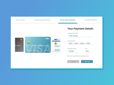 Credit Card Checkout #DailyUI #002 adobe xd carddesign cardpayment creditcard dailyui design onlineapplication onlineshoping payment paymentgateway paymentmethod photoshop webappdesign webapplication