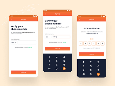 App Signup with OTP android app app design graphic design login otp signup uxdesign uxui