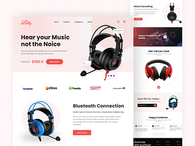 Headphone Website Landing Page UI