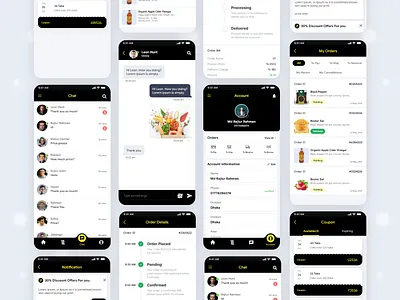 Online Service App Account, Chat, My Order, Coupon Screen Design account app branding chat coupon design graphic design illustration logo mobile mobile app my order online screen service ui ui ux user interface ux uxui