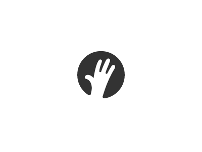 Hey there! black hand hey logo logotype symbol white