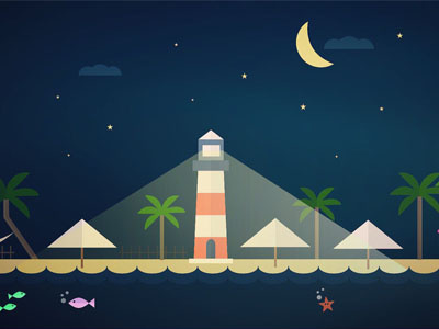 Night Beach beach design graphic graphicdesign illustration illustrator light night palm sea summer vector