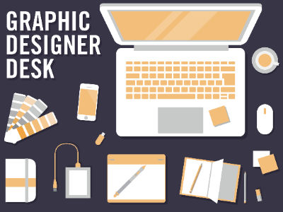 Graphic Designer Desk caffè color desk graphicdesigner icon illustration illustrator mackbook moleskine pantone vector wacom