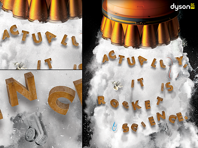 Dyson "Unleash" awesome c4d rocket typography wood