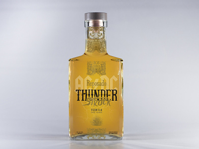 ACDC ThunderStruck Tequila Reposado acdc black gold illustration label design packaging tequila typography
