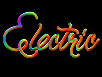 Electric 3d bubbly color dimensional script type typography vibrant