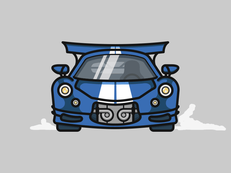 Smoke Em animation blue car illustration smoke sporty vector