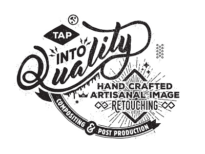 Tap Into Quality version 1 mark stipple typography vector vintage