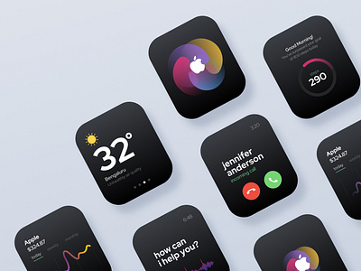 iWatch apple apple watch application clean clean design colors dribbblers figma figma design iwatch minimalistic siri touchscreen trend uiux userexperience userinterface visual watches