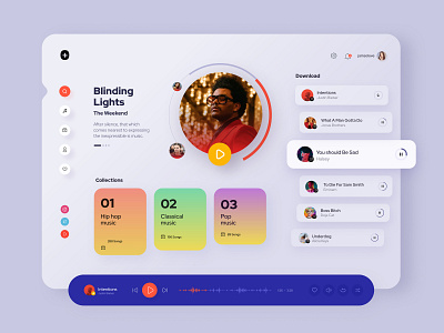 Music Dashboard animation app branding branding design clean dashboard dashboard design dashboard ui interface mobile music music player player card player ui trends trends 2020 typography uiux uiuxdesign web