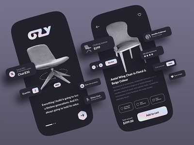 Chair Dark🌒 branding buy dark dark ui darkmode darktheme dribbbler ecommerce logo mobile mobileapp online online shopping productdesign typogaphy uerinterface userinterface uxui web website