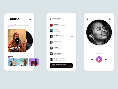 muzic mobile app UI
