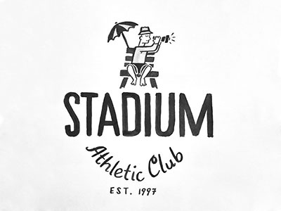 Stadium Club black and white character club drawing hand hand lettering ink lettering logo script sports typography