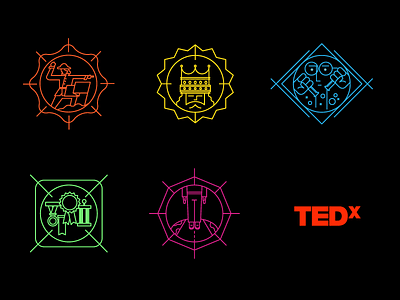TEDxOC Badges badges icons lines tedx vector