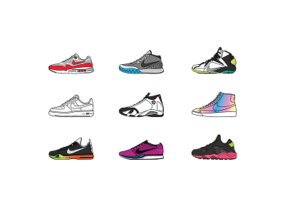 Nike SNKRS Illustrations airmax basketball flyknit jordan kobe kyrie lebron nike running shoes sneakers sports