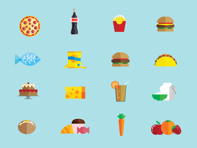 Food apple burger cake candy carrot cheese fish food fries icons orange pizza potato snack soda strawberry taco to go