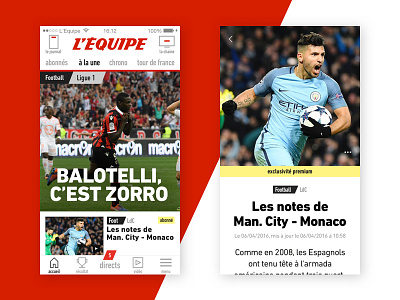 L'Équipe mobile app - Redesign app design mobile news redesign soccer sport ui