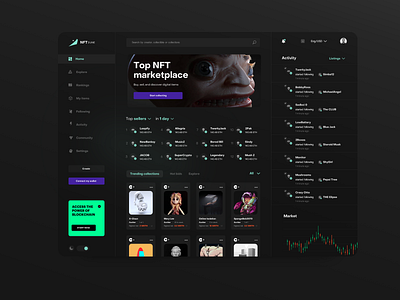 NFT Dune - Your NFT Platform app art bitcoin blockchain cryptocurrency design digital minimal nft product tablet ui ux wallet