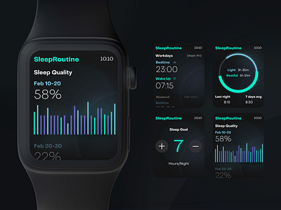 SleepRoutine - Apple Watch App app apple apple watch design minimal mobile product sleep sleep tracker smartwatch ui ux watch