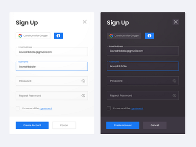 Sign Up Modal app dark mode design desktop dialog google light mode minimal modal modals product sign up signing up ui ux