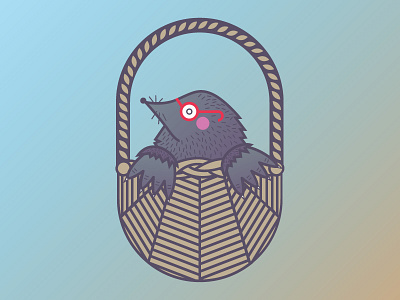 mole rescue basket blush glasses illustration mole vector