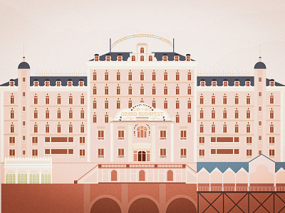 Grand Budapest Hotel color creative illustration