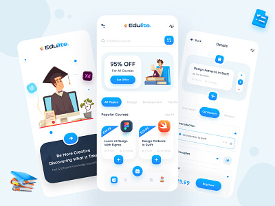 Edulite online learning mobile app app design app ui app ui design course app courses education app learning app learning platform lms mobile app design online courses online learning ui design