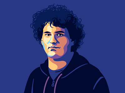 Sam Bankman-Fried portrait illustration blockchain influencer minterest portrait portrait illustration sam bankman-fried vector portrait