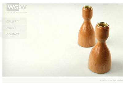 Geyer Woodworking WIP clean gill sans homepage minimal photograph slideshow ui