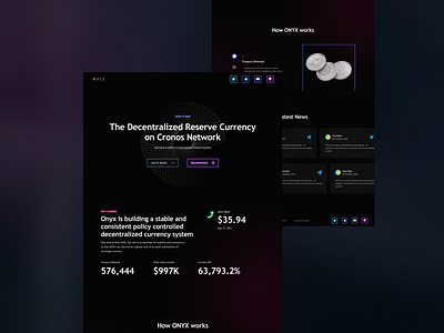 ONYX Landing Page blockchain crypto website landing page web design