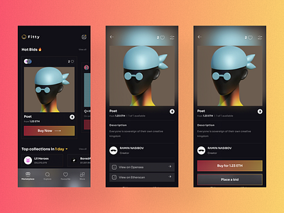 Fitty NFT Marketplace appdesign blockchain crypto crypto app nft
