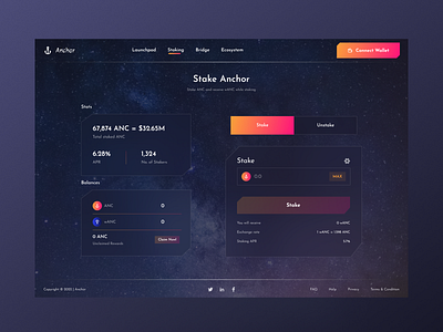 Anchor Staking appdesign blockchain crypto crypto staking nft web 3