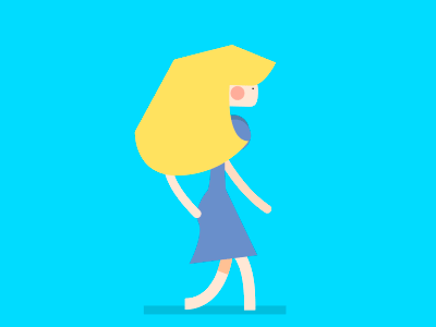 Le blonde animation big blonde girl hair illustration walking