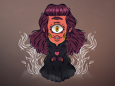 witch cyclops draw fire magic mythical witch witchcraft