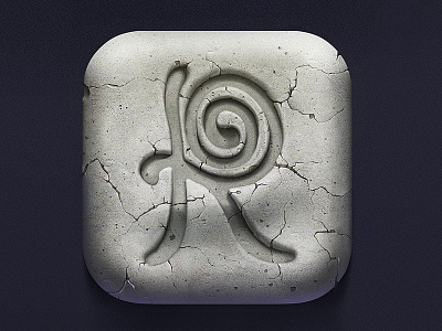 Rune crack icon r stone