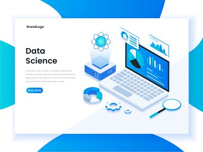 Modern flat design isometric concept of data science